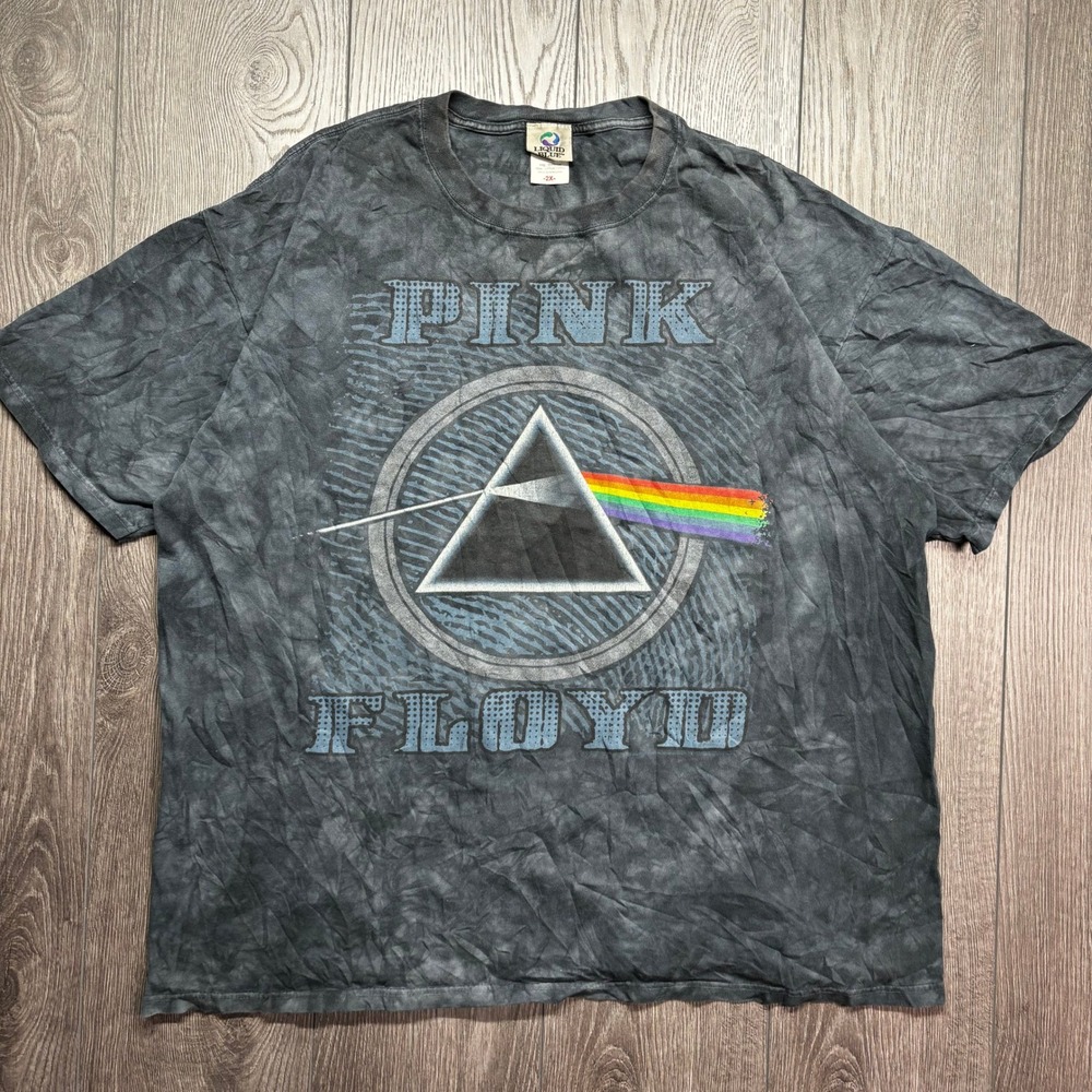Vintage Liquid Blue Pink Floyd 2XL Dark Side of the Moon Tie Dye Graphic Shirt